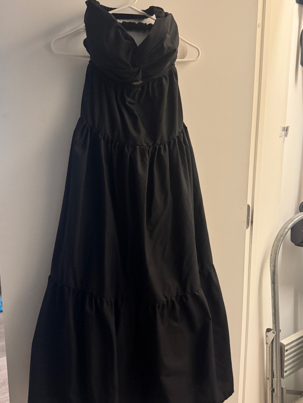 J. Crew Black Maxi Dress with Halter Neck